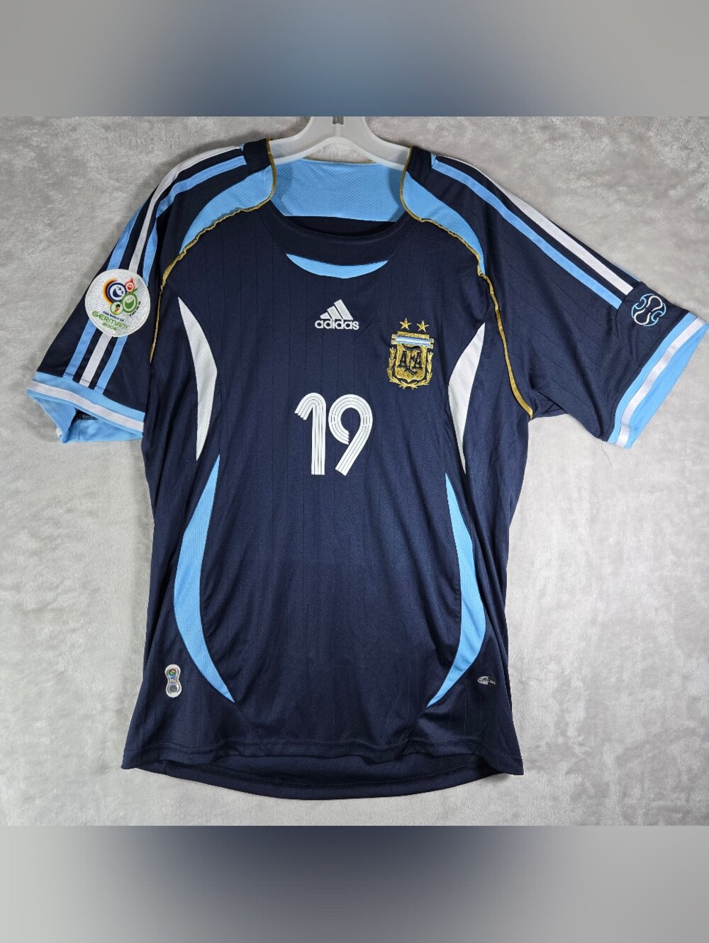 Adidas Argentina Lionel Messi #19 FIFA World Cup 2006 Jersey Men Large Navy Blue